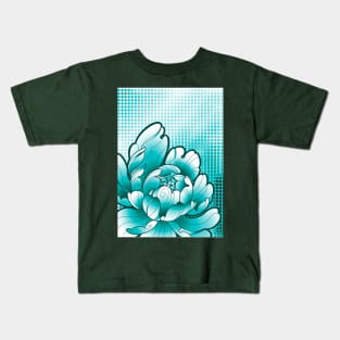 turquoise peony flower Kids T-Shirt